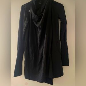 Long black wool wrap sweater by icebreaker
